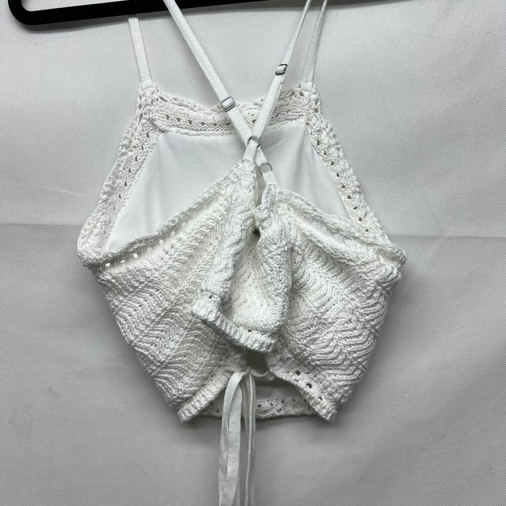 Hollister Juniors Crochet Cropped Top Medium Flirty Girly Coquette Beach Coastal - Picture 4 of 14